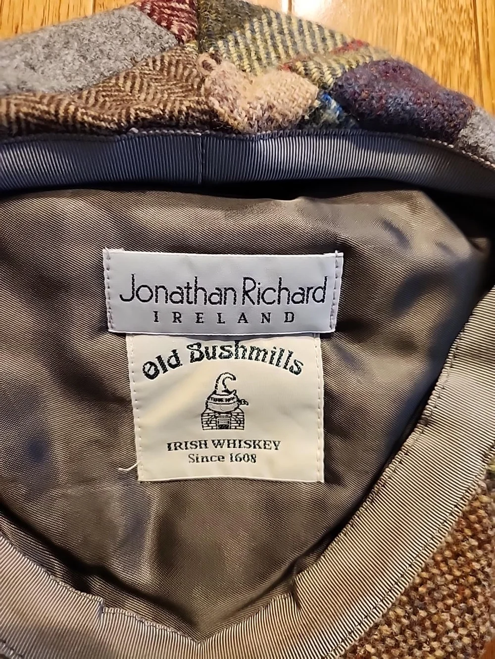 Vintage Jonathan Richard Old Bushmills Patchwork Wool Newsboy Cap L 60 Ireland